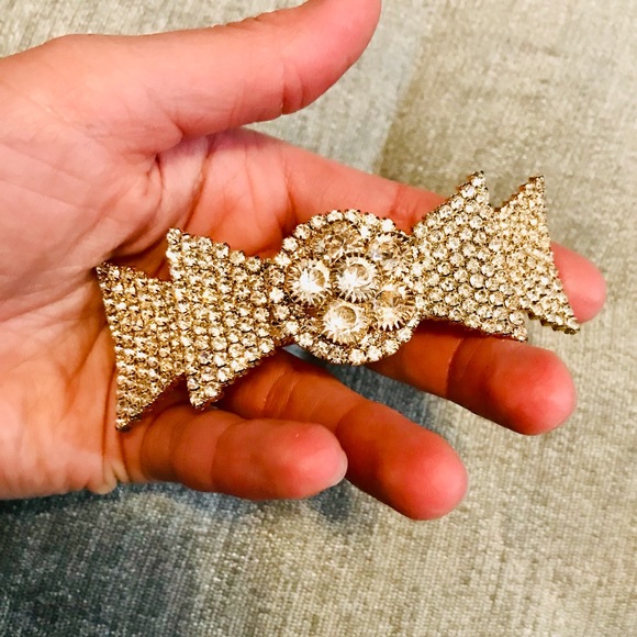 NWOT GOLDEN BEJEWELLED BOW HAIR PIECE - Picture 3 of 8
